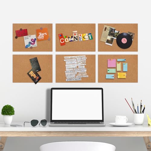 Korkplatte Selbstklebend, 6 Stück 30x21cm Korkplatten für die Wand,1mm Dick