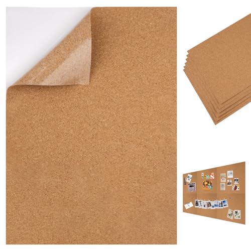 Korkplatte Selbstklebend, 6 Stück 30x21cm Korkplatten für die Wand,1mm Dick