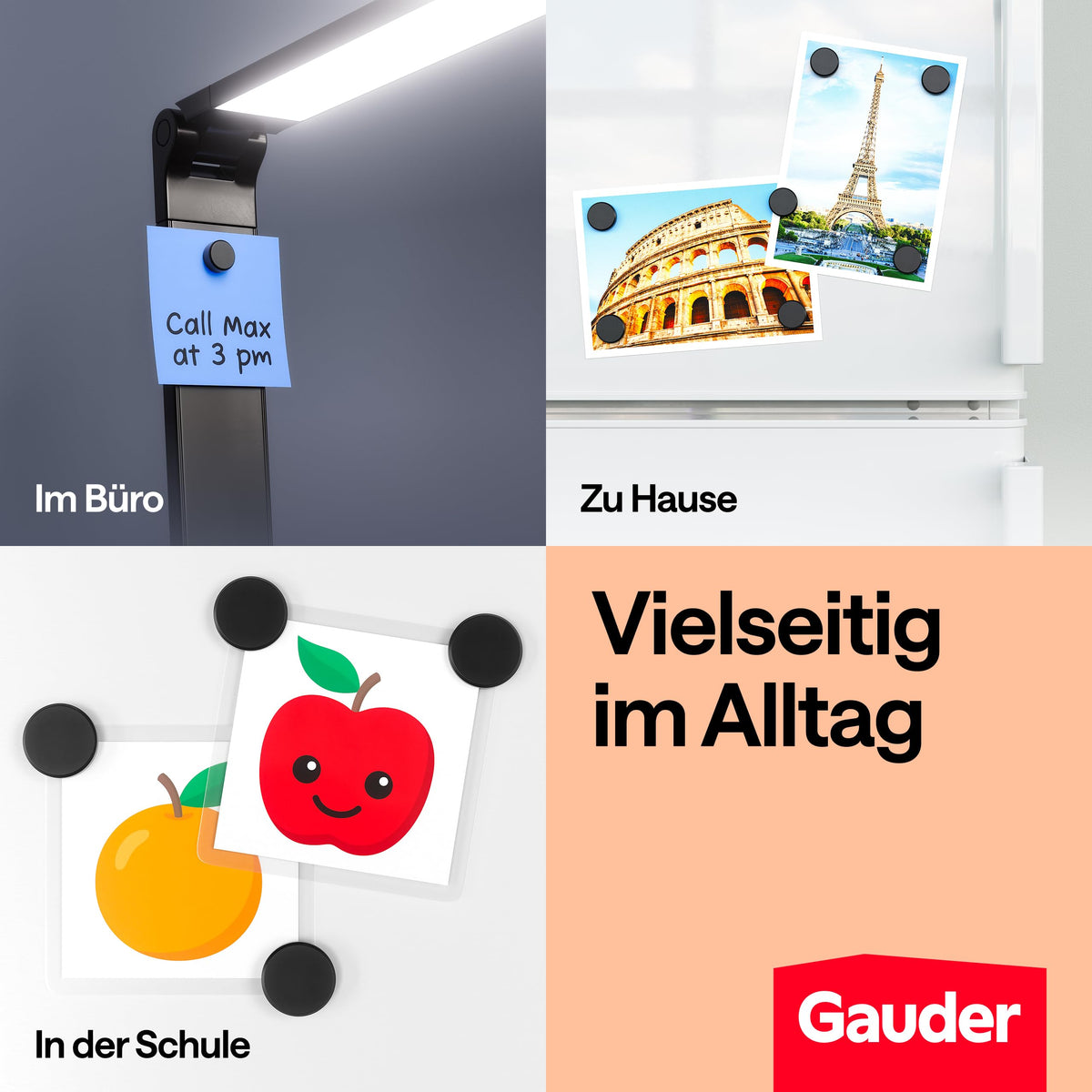 GAUDER Magnete für Magnettafel, Whiteboard & Kühlschrank (100 Stück 12x5mm)