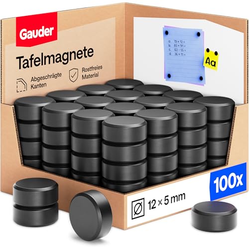 GAUDER Magnete für Magnettafel, Whiteboard & Kühlschrank (100 Stück 12x5mm)