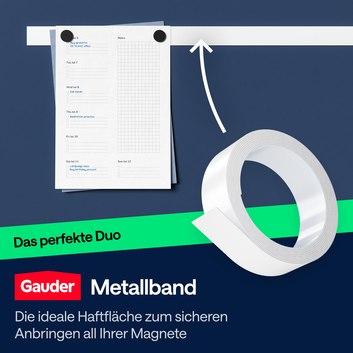 GAUDER Magnete für Magnettafel, Whiteboard & Kühlschrank (100 Stück 12x5mm)