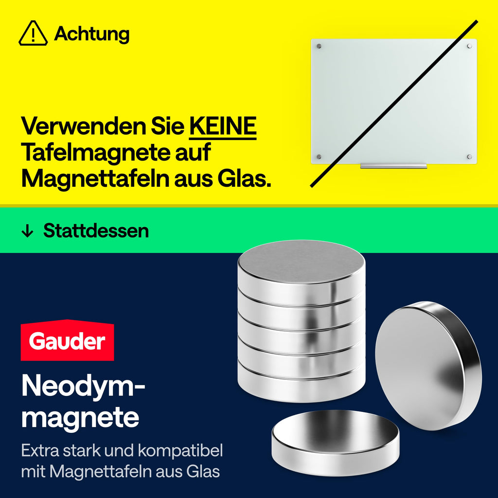 GAUDER Magnete für Magnettafel, Whiteboard & Kühlschrank (100 Stück 12x5mm)