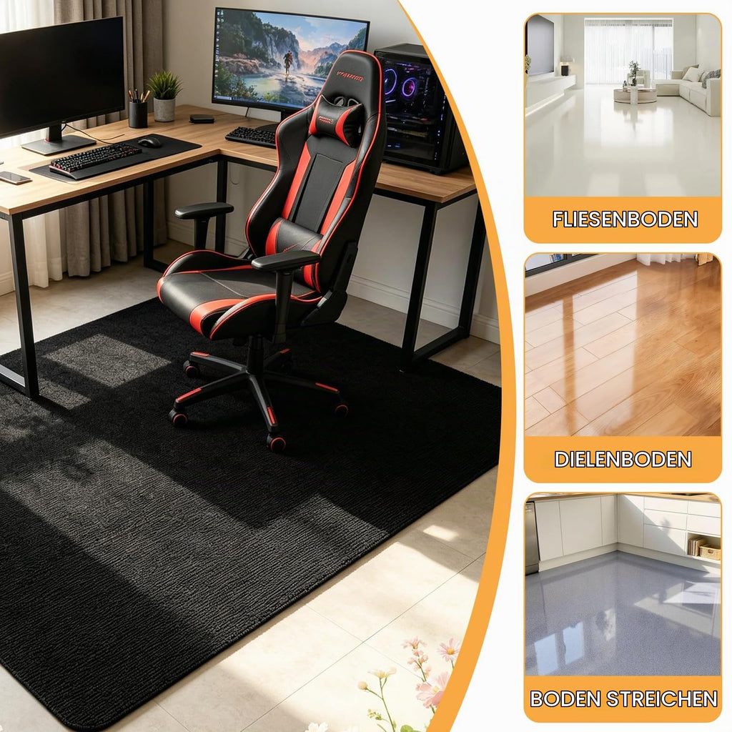 Bürostuhl Unterlage Schreibtischstuhl, 140X90cm Bodenschutzmatte Bürostuhl Teppich Unterlage, Kratzfest Bodenmatte Stuhlunterlage, Schreibtischstuhl Unterlage für Parkett und Hartböden