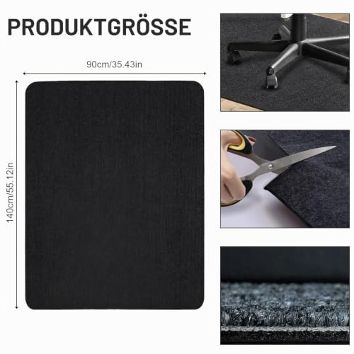Bürostuhl Unterlage Schreibtischstuhl, 140X90cm Bodenschutzmatte Bürostuhl Teppich Unterlage, Kratzfest Bodenmatte Stuhlunterlage, Schreibtischstuhl Unterlage für Parkett und Hartböden