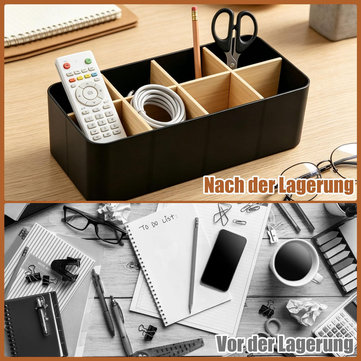 Schreibtisch Organizer mit 8 Fächern, Schwarz