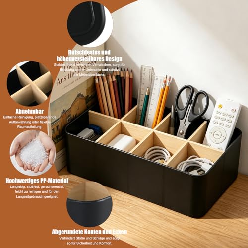 Schreibtisch Organizer mit 8 Fächern, Schwarz