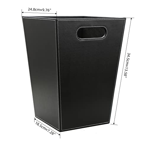 KINGFOM™ Klassisch Leder Papierkorb für Büro/Badezimmer/küche/Schlafzimmer (Platz-Schwarz)