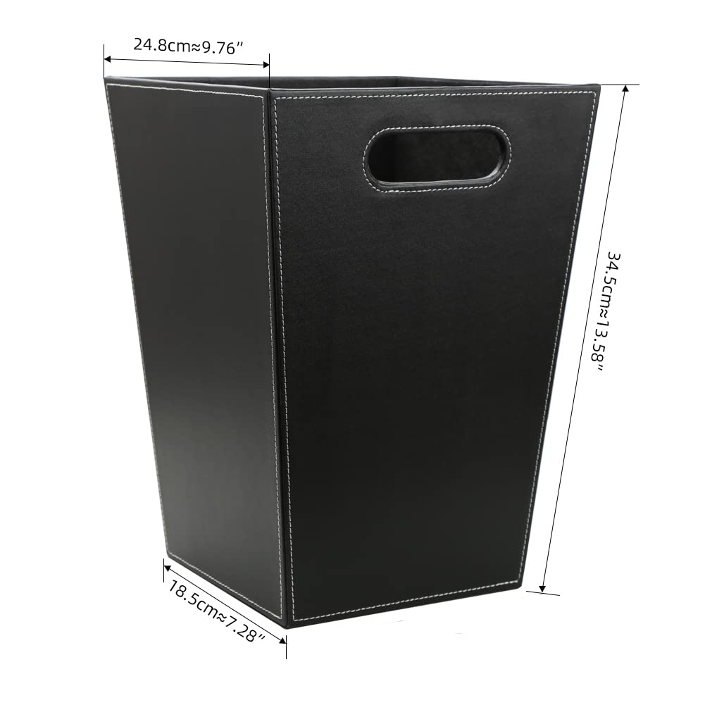 KINGFOM™ Klassisch Leder Papierkorb für Büro/Badezimmer/küche/Schlafzimmer (Platz-Schwarz)