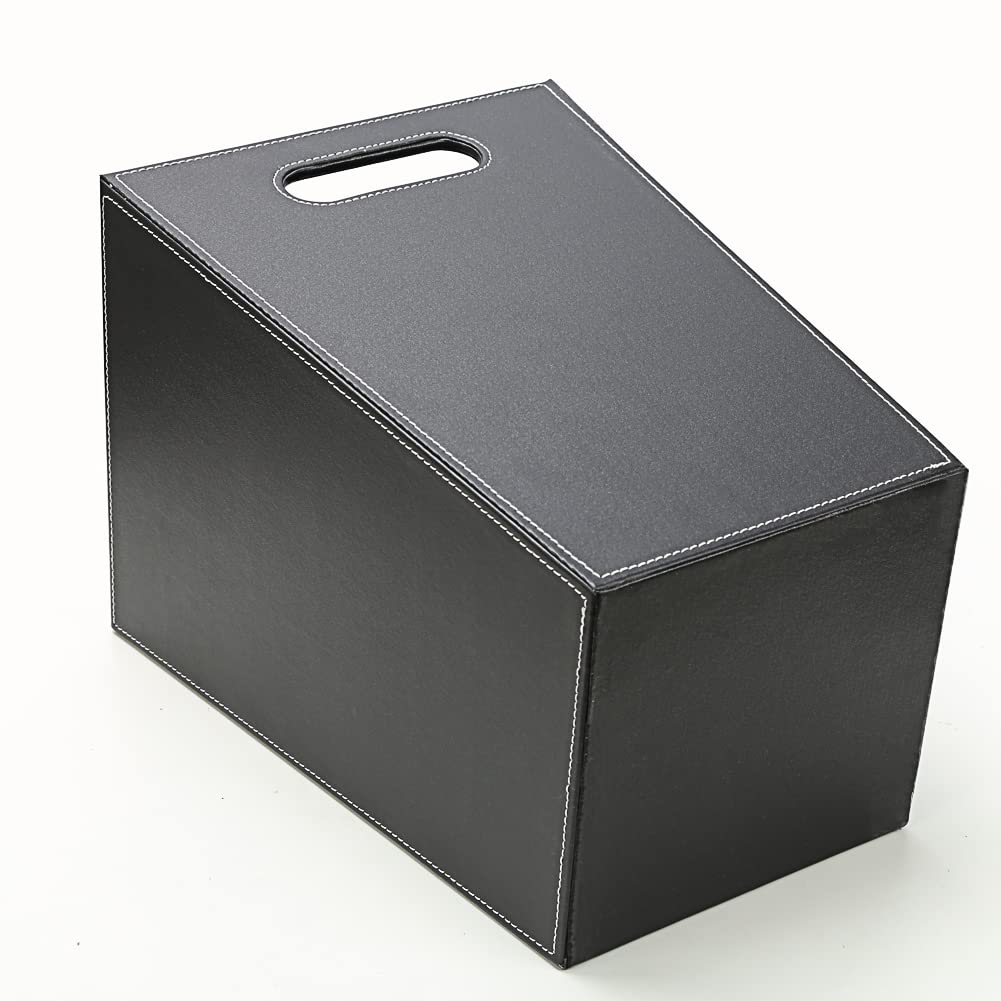 KINGFOM™ Klassisch Leder Papierkorb für Büro/Badezimmer/küche/Schlafzimmer (Platz-Schwarz)