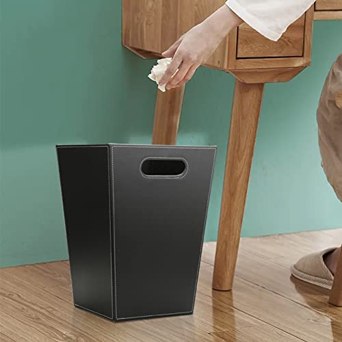 KINGFOM™ Klassisch Leder Papierkorb für Büro/Badezimmer/küche/Schlafzimmer (Platz-Schwarz)