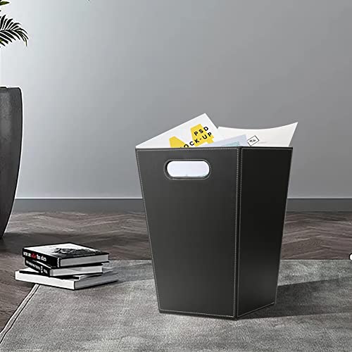 KINGFOM™ Klassisch Leder Papierkorb für Büro/Badezimmer/küche/Schlafzimmer (Platz-Schwarz)
