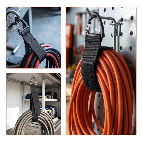 Verlängerungskabel-Organizer, Kabel Organizer mit Haken, Klettbänder mit Dreieckschnalle Für Garage, Werkstatt & Haushalt (4 mittel und 4 groß)