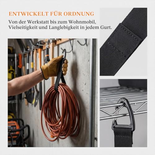 Verlängerungskabel-Organizer, Kabel Organizer mit Haken, Klettbänder mit Dreieckschnalle Für Garage, Werkstatt & Haushalt (4 mittel und 4 groß)