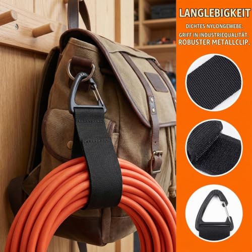 Verlängerungskabel-Organizer, Kabel Organizer mit Haken, Klettbänder mit Dreieckschnalle Für Garage, Werkstatt & Haushalt (4 mittel und 4 groß)