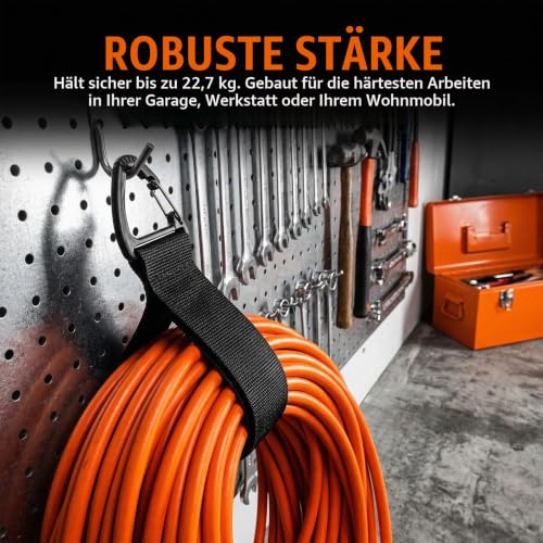 Verlängerungskabel-Organizer, Kabel Organizer mit Haken, Klettbänder mit Dreieckschnalle Für Garage, Werkstatt & Haushalt (4 mittel und 4 groß)