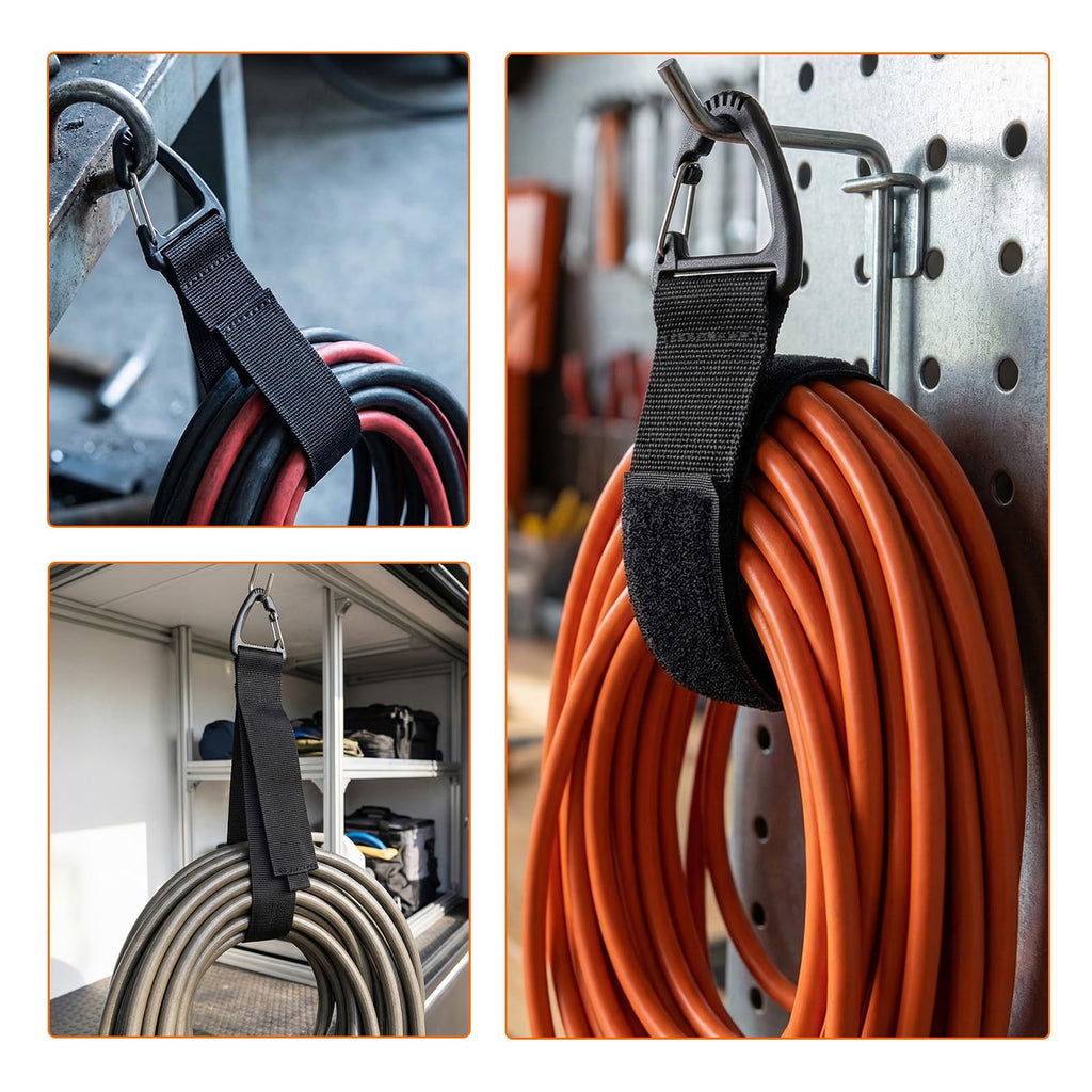 Verlängerungskabel-Organizer, Kabel Organizer mit Haken, Klettbänder mit Dreieckschnalle Für Garage, Werkstatt & Haushalt (4 mittel und 4 groß)