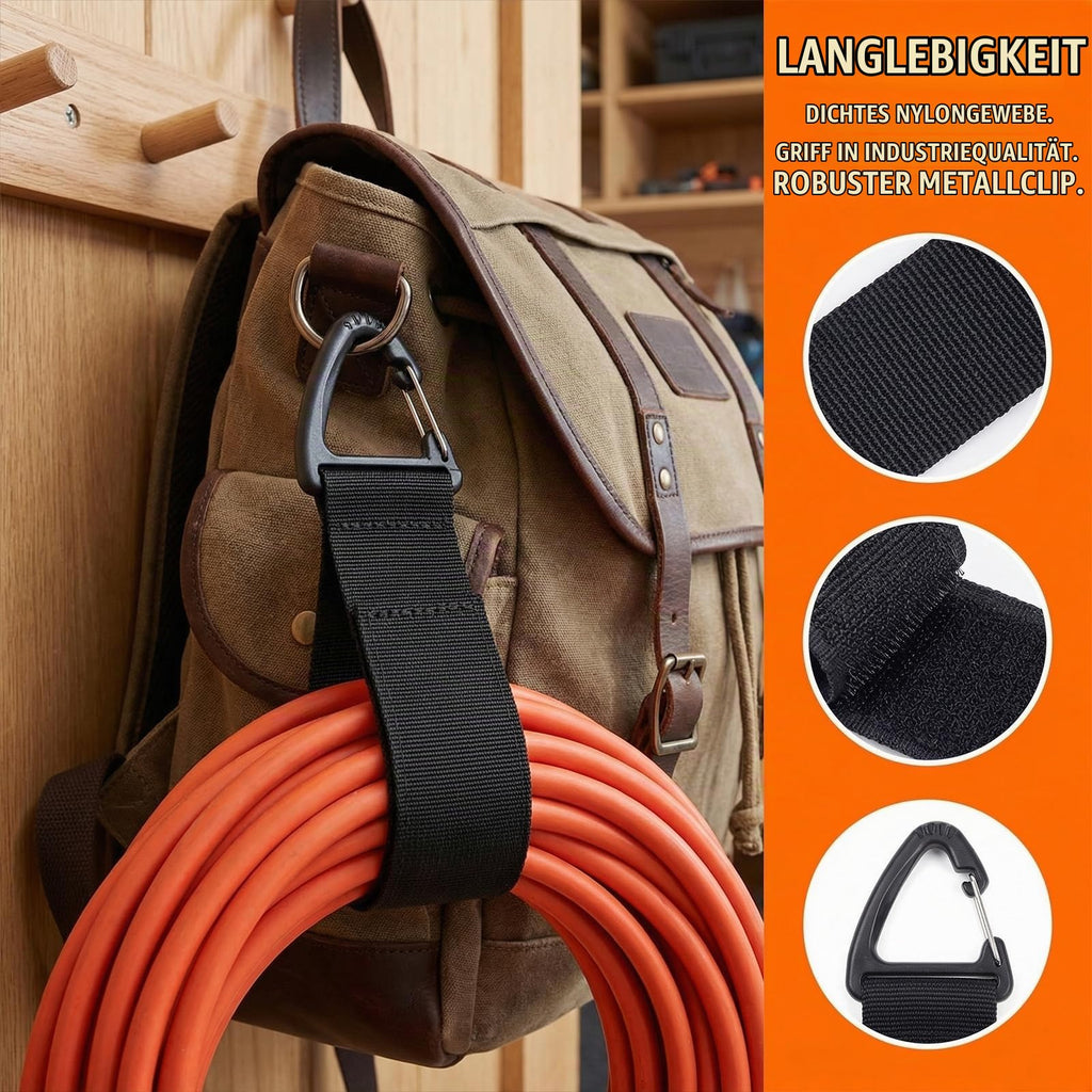 Verlängerungskabel-Organizer, Kabel Organizer mit Haken, Klettbänder mit Dreieckschnalle Für Garage, Werkstatt & Haushalt (4 mittel und 4 groß)