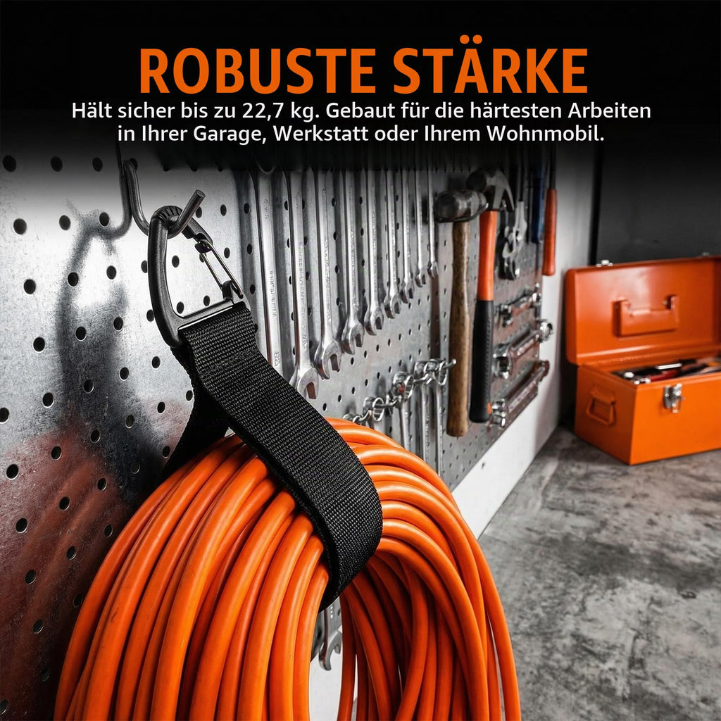 Verlängerungskabel-Organizer, Kabel Organizer mit Haken, Klettbänder mit Dreieckschnalle Für Garage, Werkstatt & Haushalt (4 mittel und 4 groß)