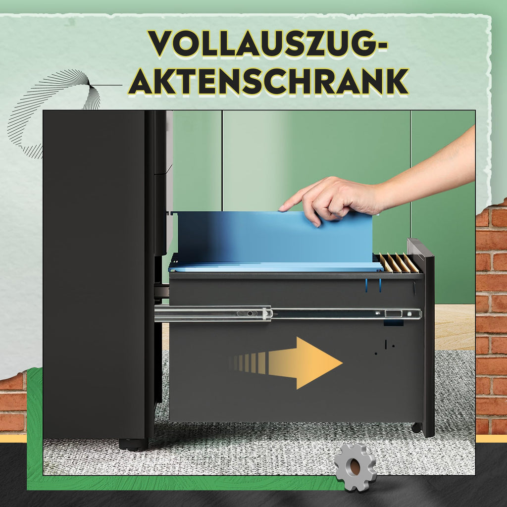 DEVAISE Rollcontainer mit 3 Schubladen, Metall, Mobil, Schwarz