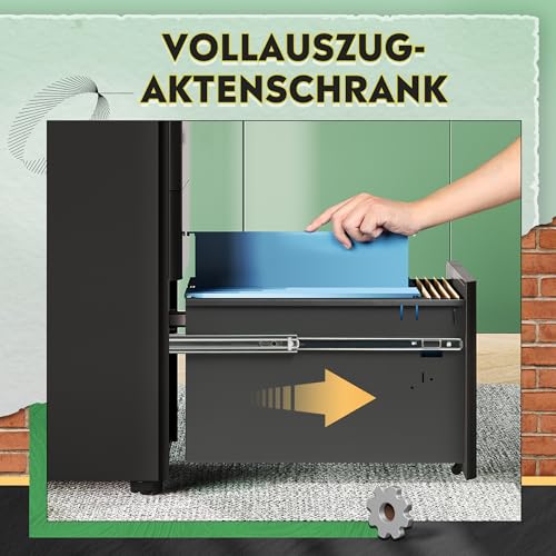 DEVAISE Rollcontainer mit 3 Schubladen, Metall, Mobil, Schwarz