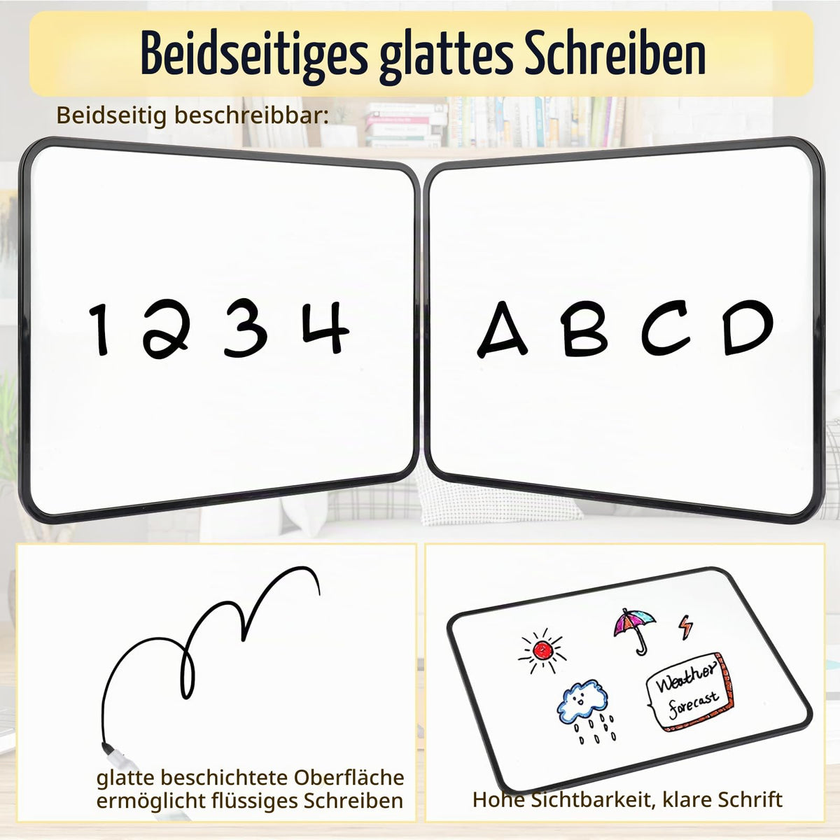 Magnettafel A4Whiteboard,30x21cm Doppelseitig Klein Schreibtafel Abwischbar