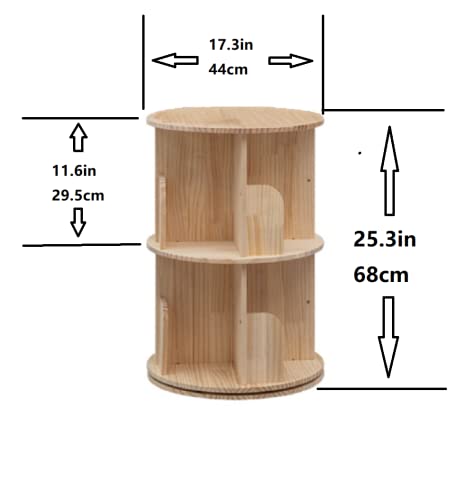 Heehee Massivholz Drehbares Bücherregal, 360-Grad-Display, bodenstehendes Lagerregal für Kinder und Erwachsene, multifunktionaler Bücherregal-Organizer (2-stöckig)
