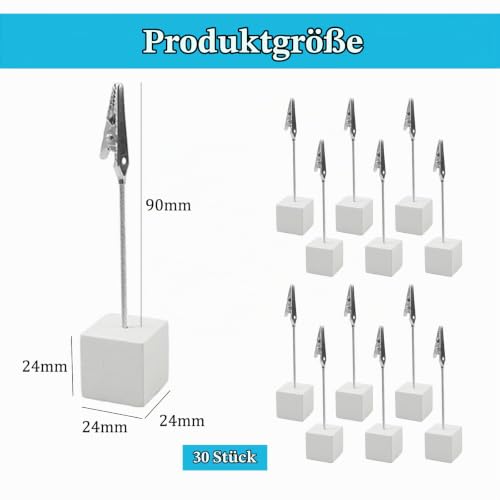 30 Stk Fotohalter mit Klammern Weiß Memo Clip Halter Klammer Halter
