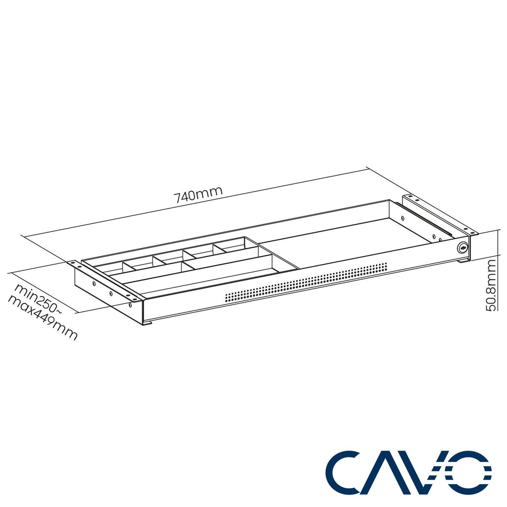 CAVO Dokumentenschublade abschließbar aus Stahl 740 x 250 mm