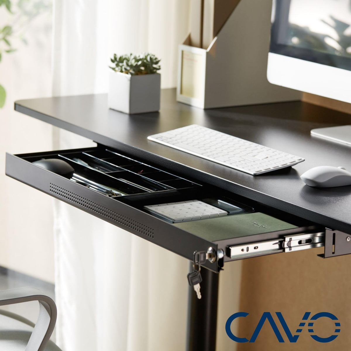 CAVO Dokumentenschublade abschließbar aus Stahl 740 x 250 mm