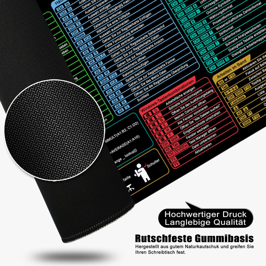 Excel Mauspad Deutsch Schreibtischunterlage XL Mousepad (Deutsch)