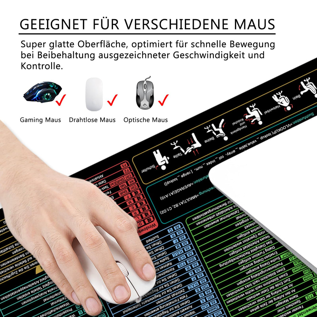 Excel Mauspad Deutsch Schreibtischunterlage XL Mousepad (Deutsch)