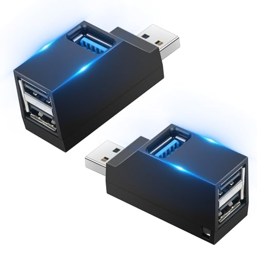 AXFEE 3 Port USB 3.0 Hub, Mini USB-Hub mit 1 USB 3.0+2 USB 2.0 (Schwarz)