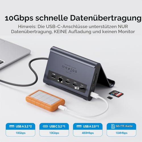 MacBook Docking Station Dual Monitor 4K@60Hz, PD 100W für Pro/Air M4/M5