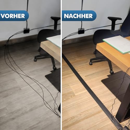 shinfly Kabelkanal Boden, 1.6m Schwarz, Fußboden Kabelkanal Selbstklebend