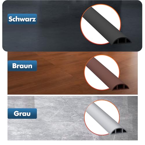 shinfly Kabelkanal Boden, 1.6m Schwarz, Fußboden Kabelkanal Selbstklebend