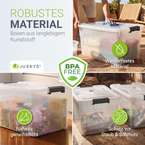 Juskys Aufbewahrungsbox mit Deckel 4er Set 45 L, transparent, groß