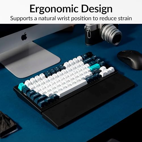 Keychron Schwarze Silikon-Handgelenk- und Handballenauflage, 327 mm (12,89 Zoll) für 75% kompakte Tastatur-Serie V1/V2/Q1/Q2 & Lemokey P1 (Pro/Max/HE) – rutschfeste Unterseite – glatte und weiche
