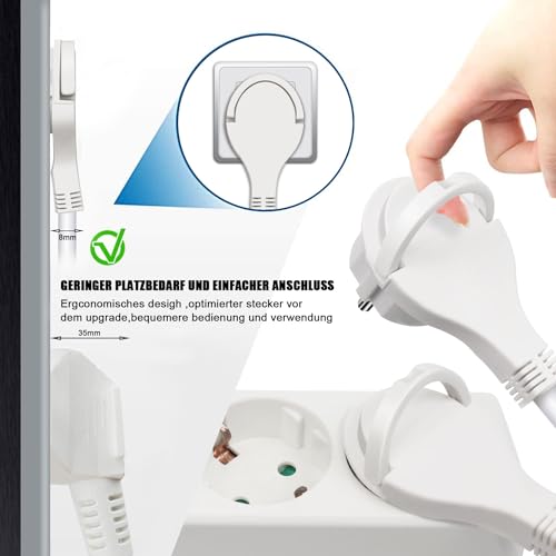 EXTRASTAR 3 Fach Flachstecker Steckdosenleiste mit Schalter, 1.5m Kabel