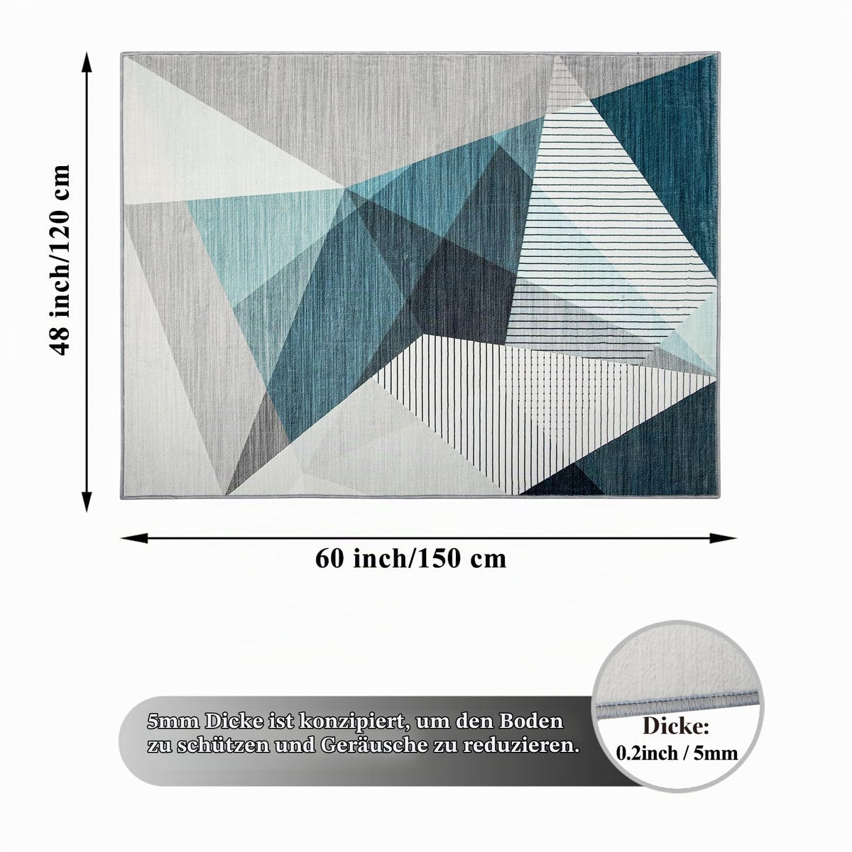 Bodenschutzmatte für Hartböden 120x150cm Stuhlunterlage Gaming Teppich Bodenschutzmatte Bürostuhl Matte Rechteckig Bodenmatte rutschfest Bürostuhlunterlage Stuhlmatten (Mehrfarbig-1)