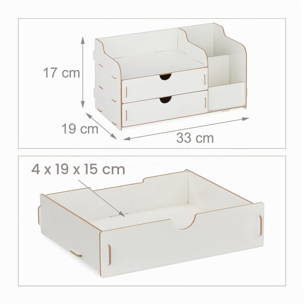 Relaxdays Schreibtisch Organizer MDF, weiß