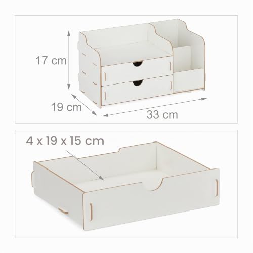 Relaxdays Schreibtisch Organizer MDF, weiß