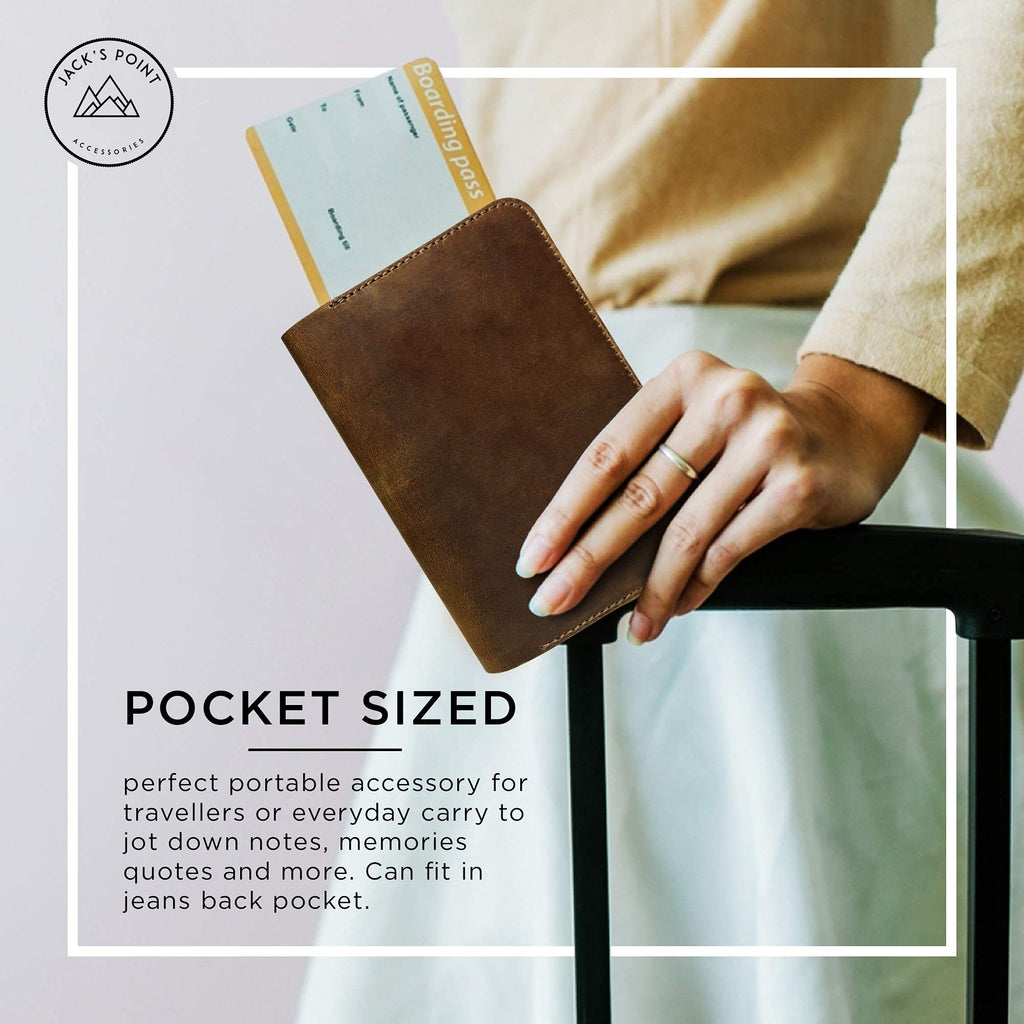 Notizbuch aus Leder für Notizbücher, passend Moleskine Cahier Taschengröße, 8,9 x 14 cm große Notebooks, handgenäht, echtes genarbtes Leder, mehrere Taschen zusätzliche Funktionalität.