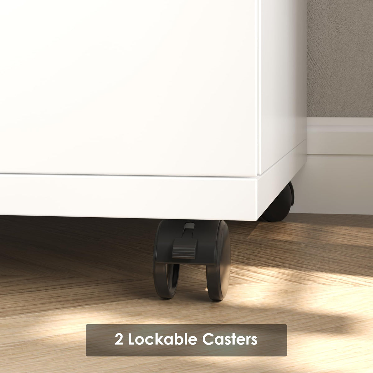HOCSOK Rollcontainer mit Schubladen, Rollcontainer Schreibtisch mit Rollen, Büroschrank unter dem Schreibtisch für Zuhause und Büro (Weiß)