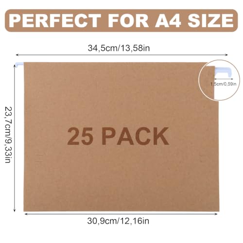 25 Stück Hängeregister A4 Hängemappen Kraftpapier Rot