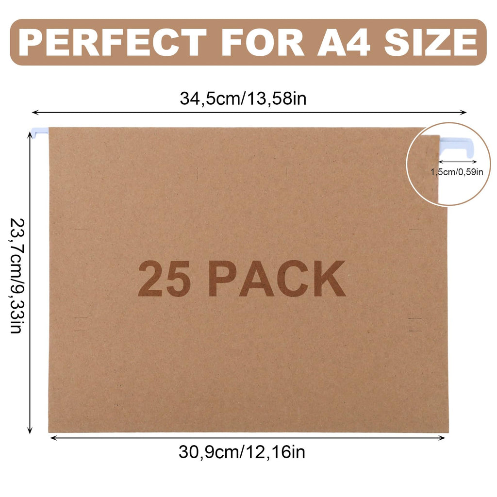 25 Stück Hängeregister A4 Hängemappen Kraftpapier Rot
