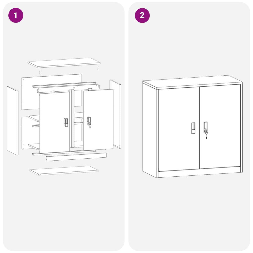 Aufbewahrungsschrank Anthrazit aus Stahl 90 x 40 x 90 cm mit abschließbaren Türen, vielseitiger Büroschrank für Homeoffice und Arbeitszimmer