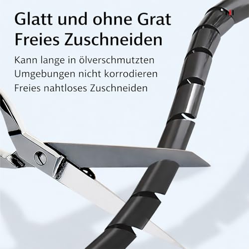 10 m Spiralschlauch, Kabelschlauch, Kabelschutzschlauch 4 mm (6m), 6mm (4m), Organizer Kabelkanal, Kabelhülle Schutz, Flexible Kabelsalat insgesamt 10m, Schwarz