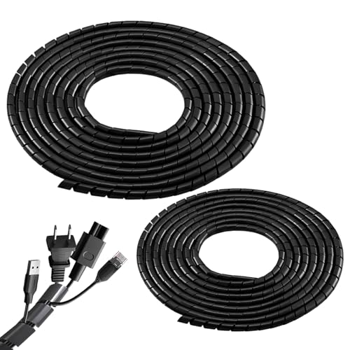 10 m Spiralschlauch, Kabelschlauch, Kabelschutzschlauch 4 mm (6m), 6mm (4m), Organizer Kabelkanal, Kabelhülle Schutz, Flexible Kabelsalat insgesamt 10m, Schwarz