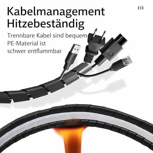 10 m Spiralschlauch, Kabelschlauch, Kabelschutzschlauch 4 mm (6m), 6mm (4m), Organizer Kabelkanal, Kabelhülle Schutz, Flexible Kabelsalat insgesamt 10m, Schwarz