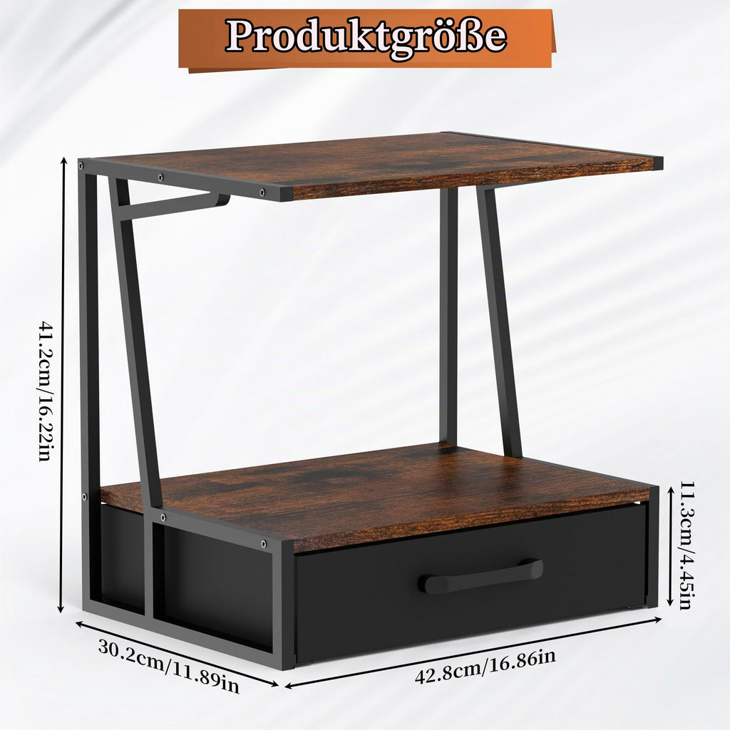 Alyoen Schreibtischdruckerständer mit Stoffschublade und offenem Regal, Druckertisch mit Stauraum für Heimbüro, 3D-Drucker, Faxgerät, Scanner, 2-stöckiger